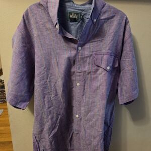 Woolrich Men's Casual Purple Striped Shirt Medium Long 100% Cotton Vintage